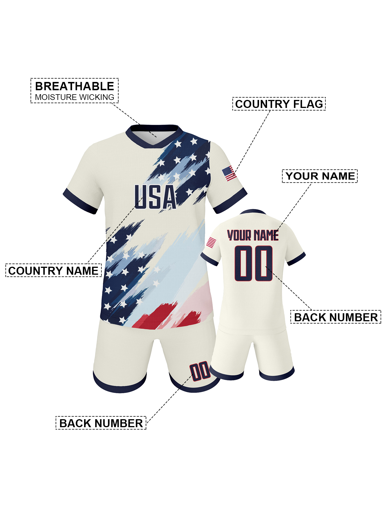 Kids Custom Usa Soccer Kit Per - Sports Equipment For Boys reseña y precio
